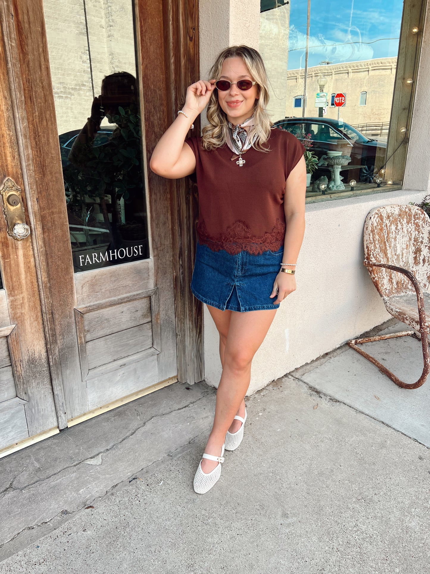 Bailey Brown Lace Top