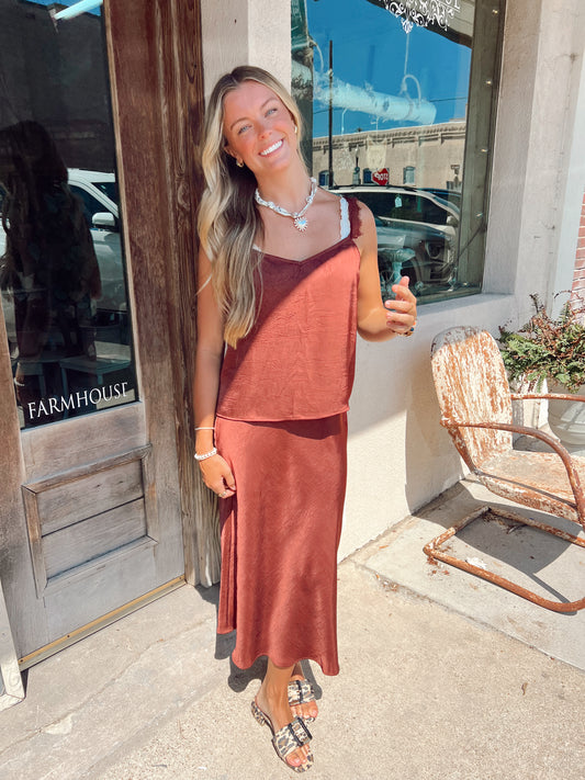 Dark Wine Midi Skirt