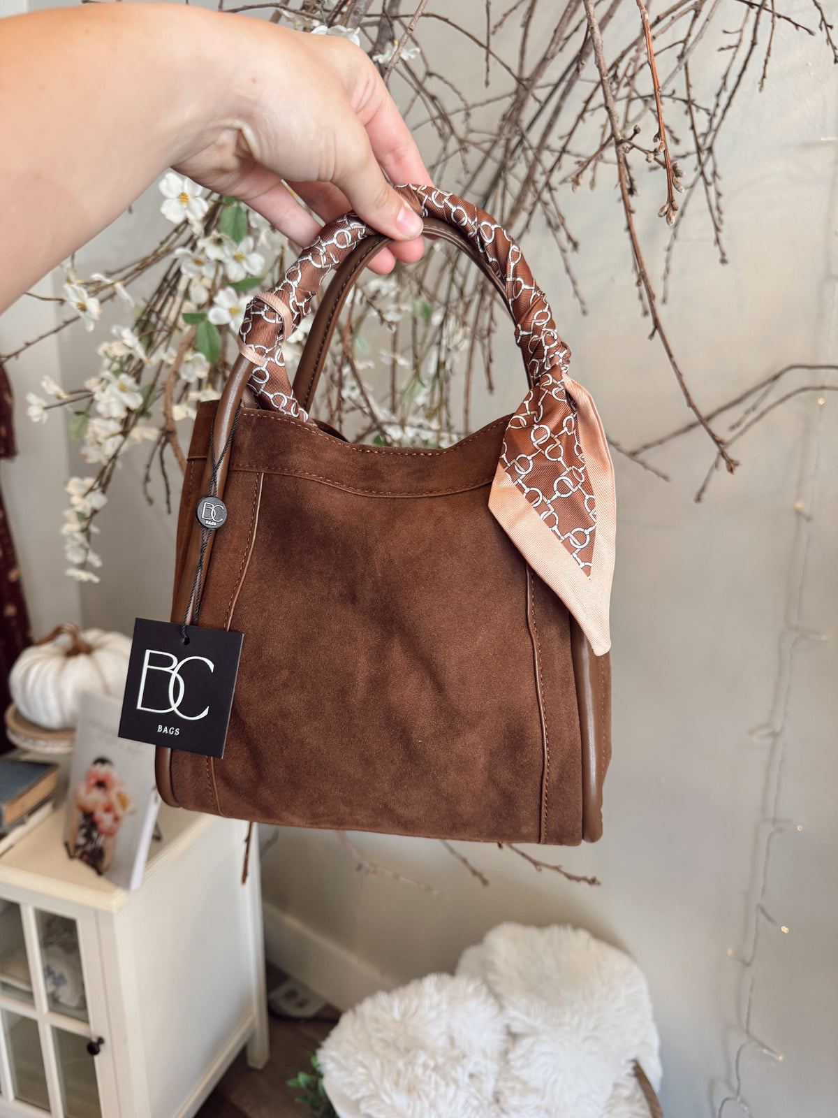 Gianna Suede Bag Chocolate