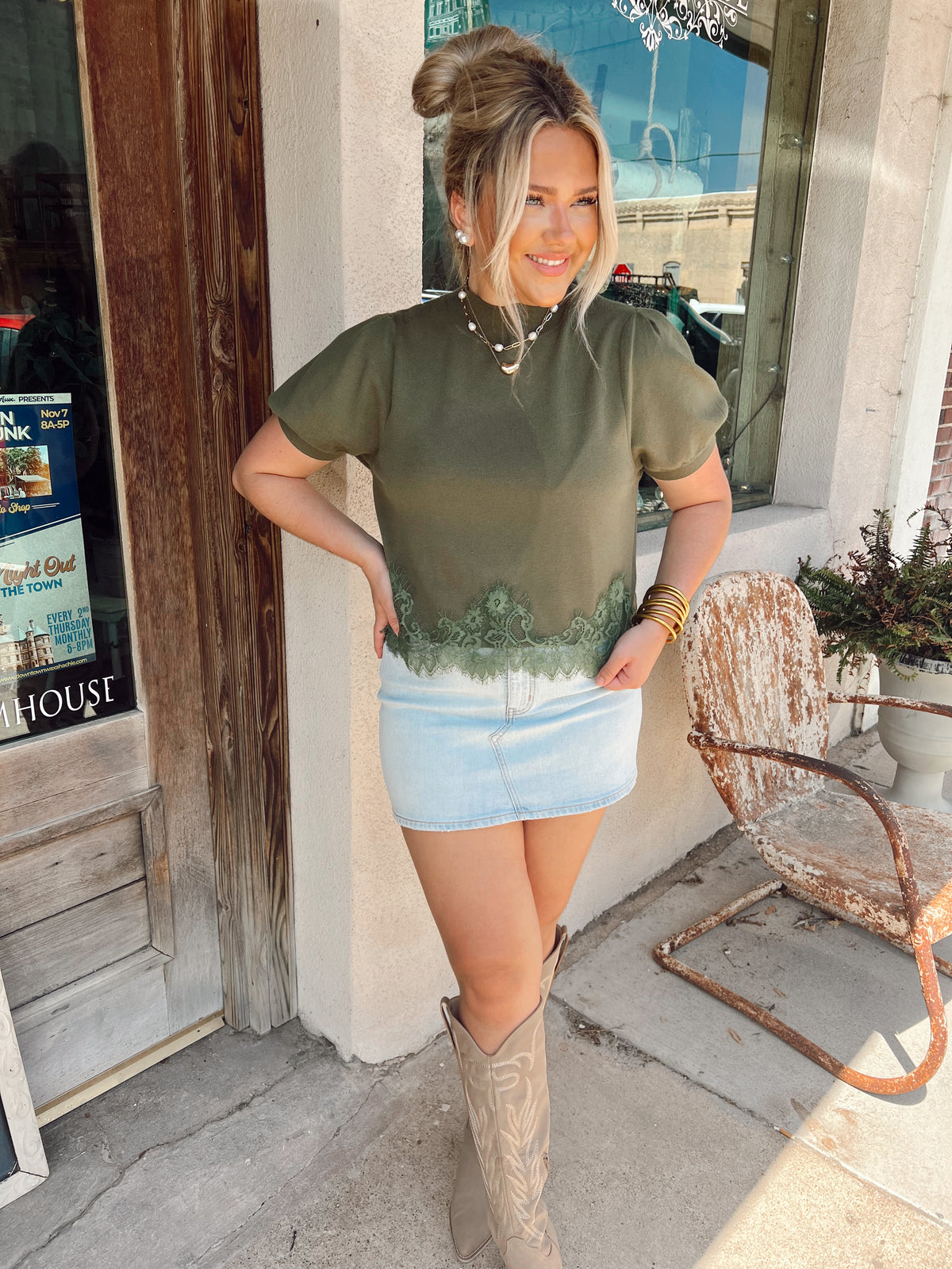 Deep Matcha Lace Sweater