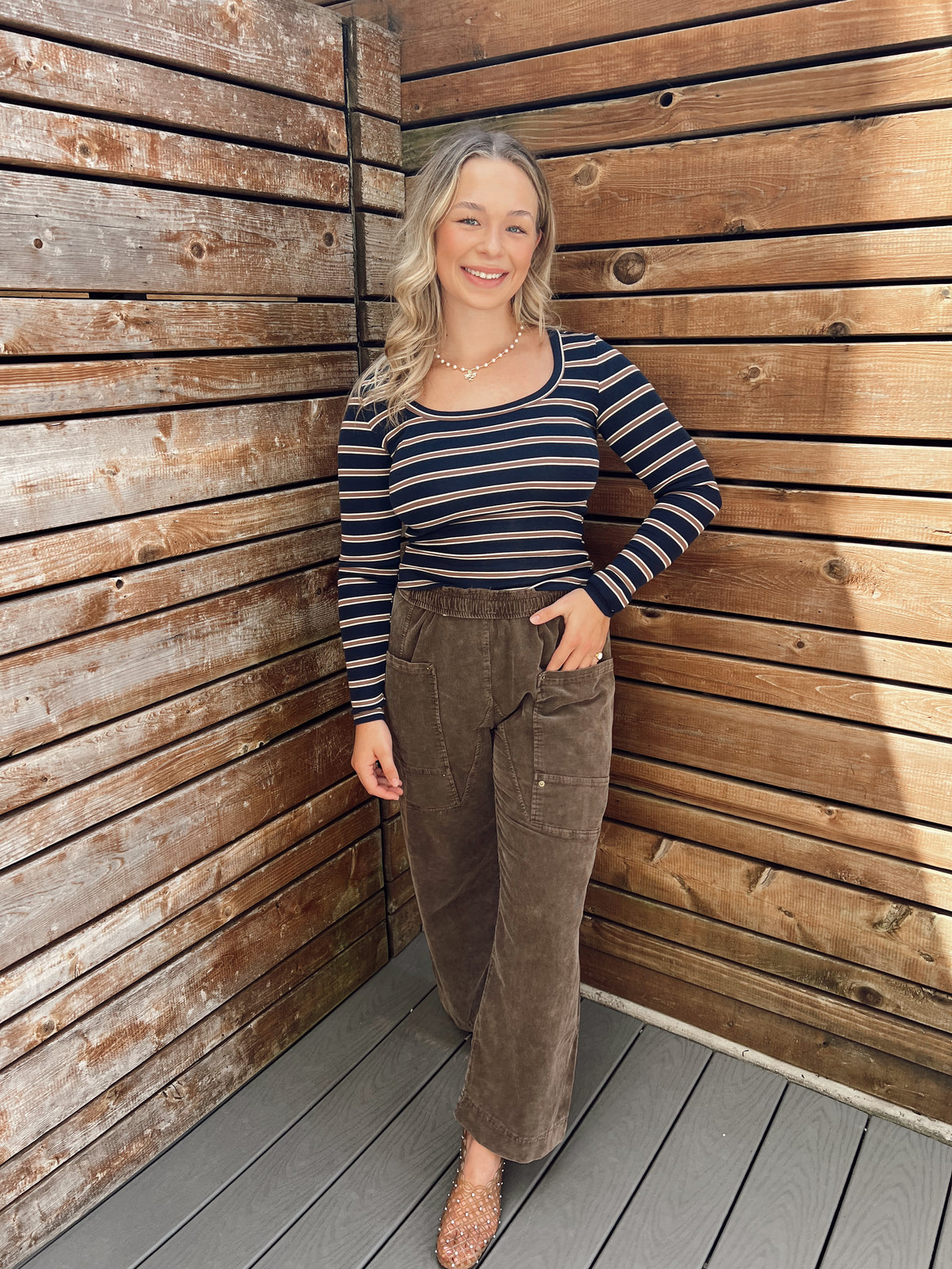 Luxe Navy Stripe Top