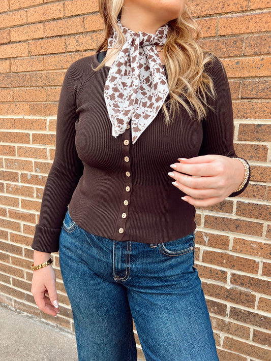 Wonder Button Cardigan Espresso