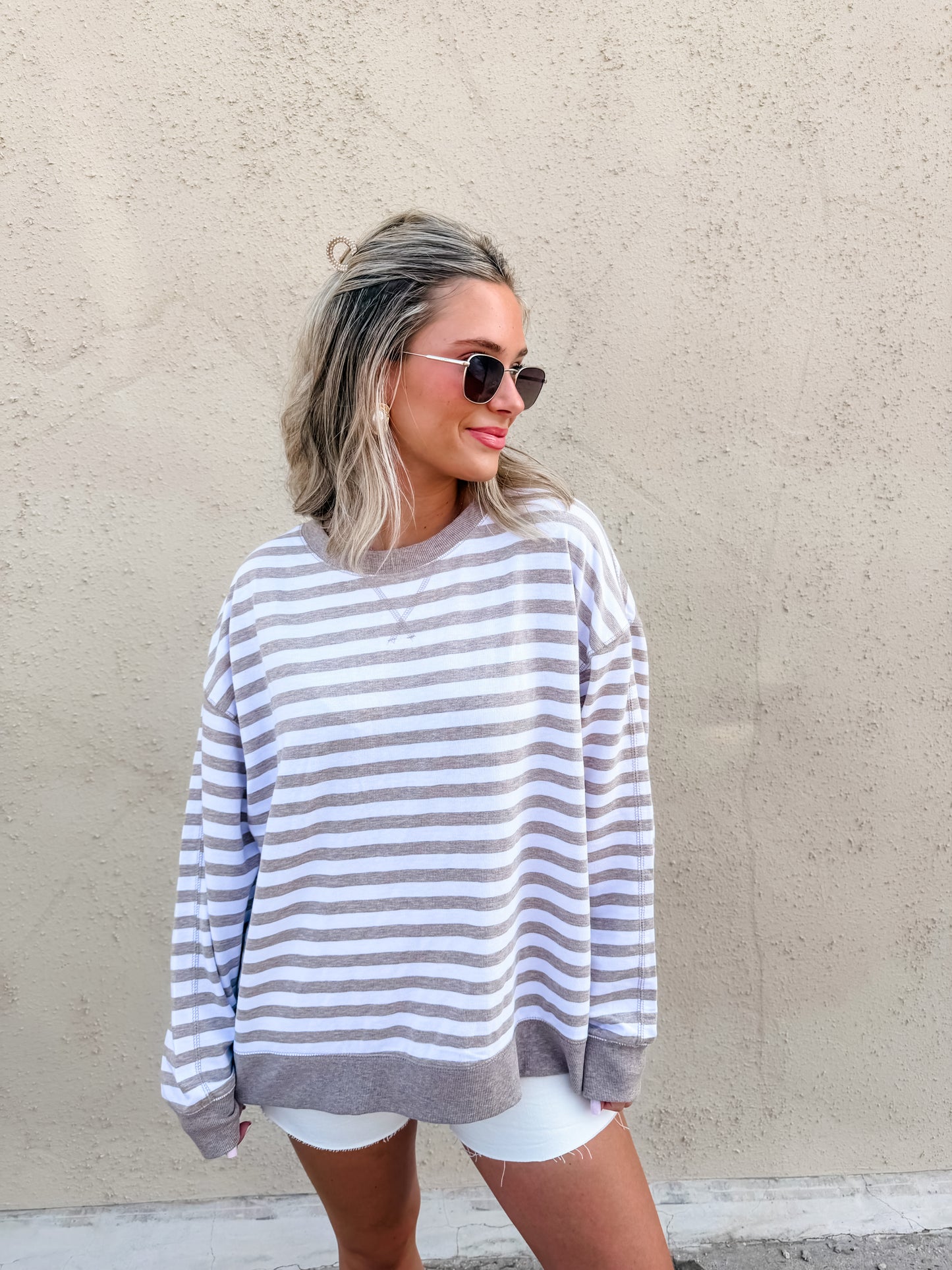 ZSUPPLY Everyday Striped Crew- heather ash