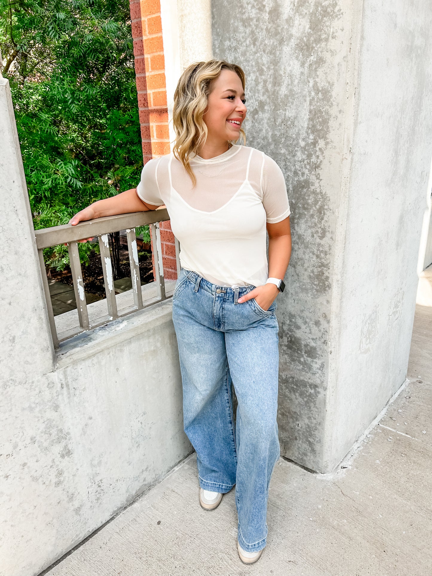 Think Sheer Top in Cream