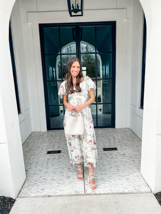 Chiffon Blooms Midi Dress