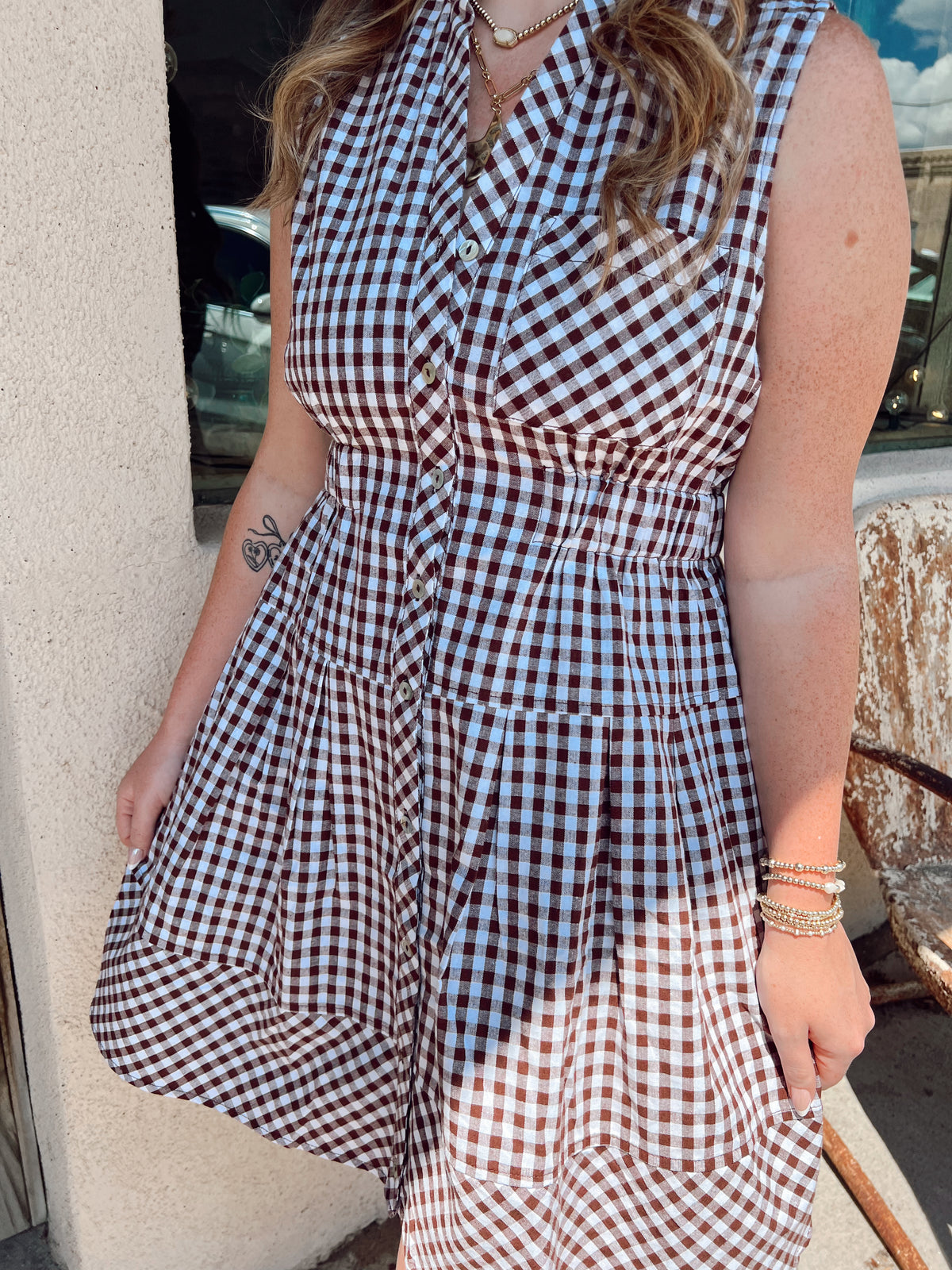 Gingham Out West Mini Dress