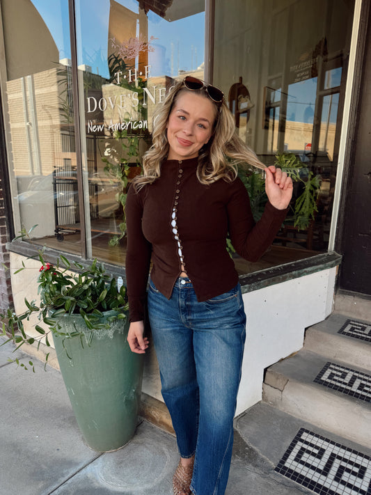 Charlotte Slim Cardi Brown