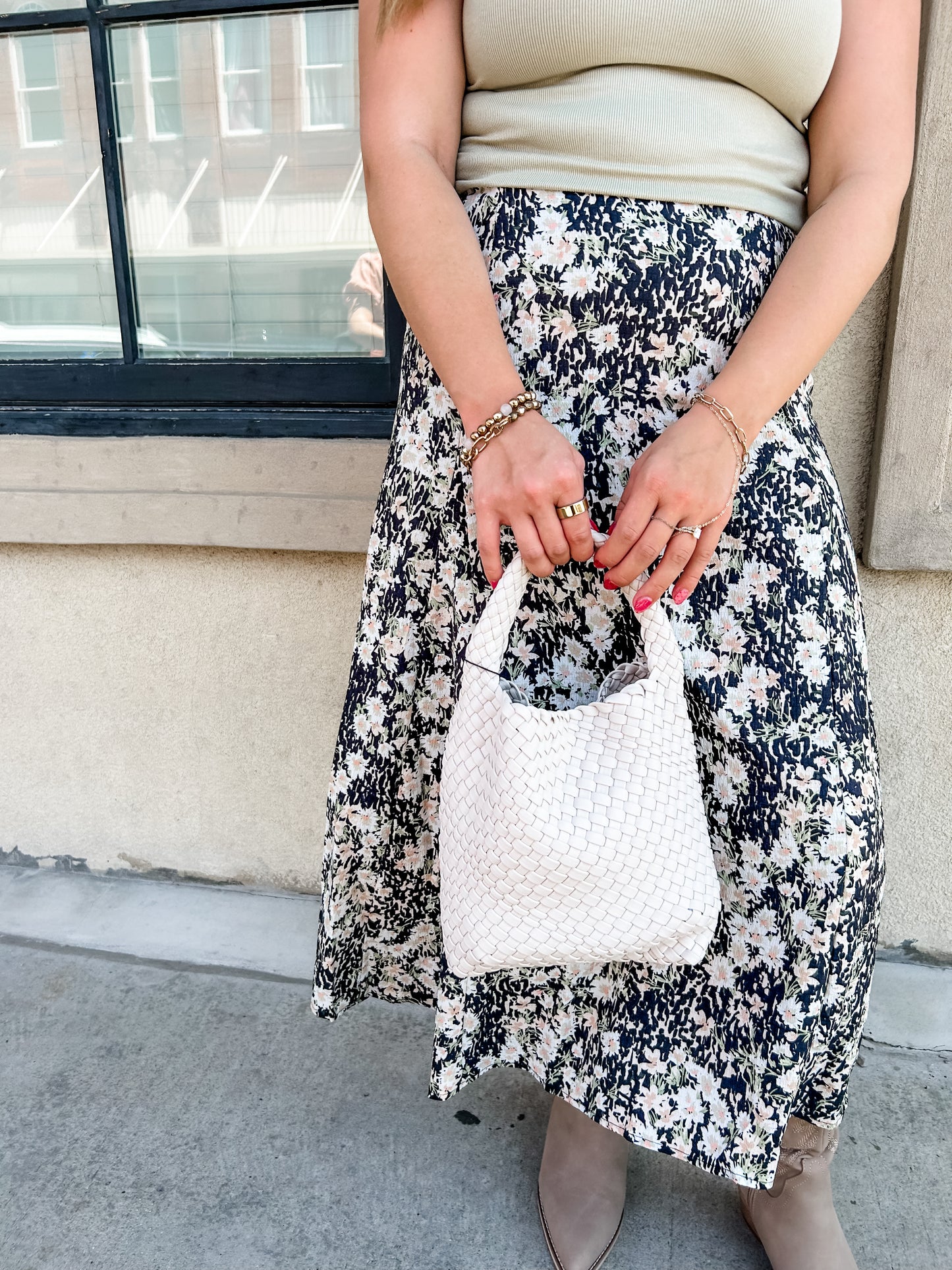 Painted Fields Midi Skirt