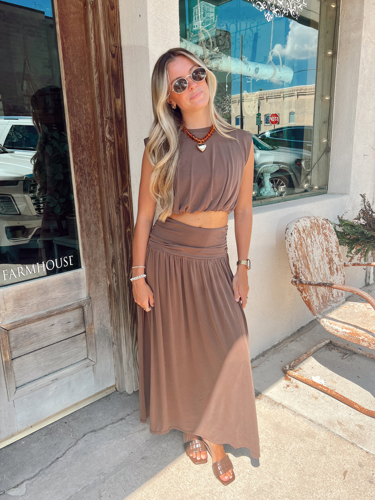 Lenox Brown Skirt Set