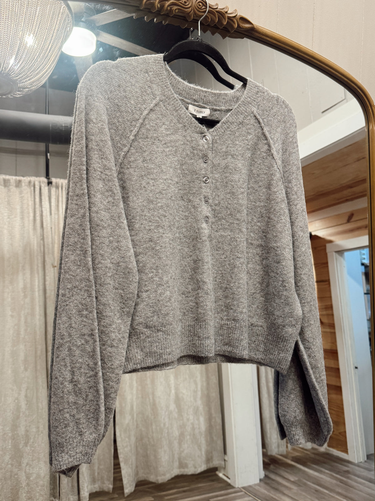 Z Supply Westmont Henley Sweater Grey
