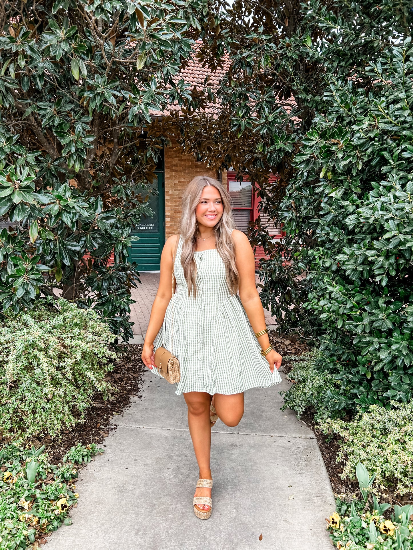 Matcha Gingam Mini Dress