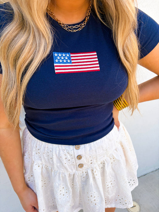 USA babe tee- navy