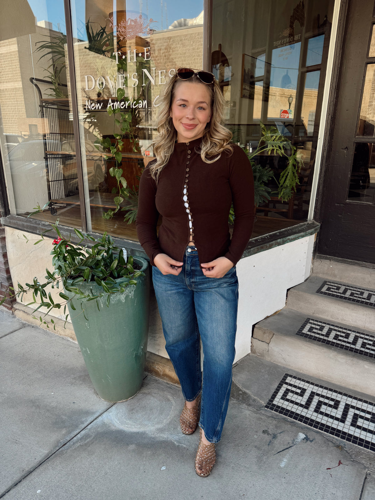 Charlotte Slim Cardi Brown