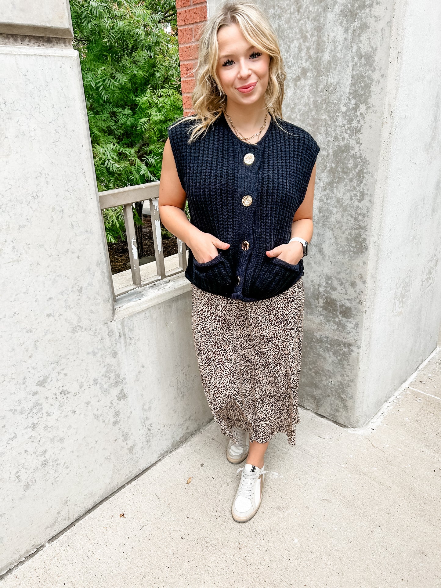 Golden Girl Sweater Vest- Black