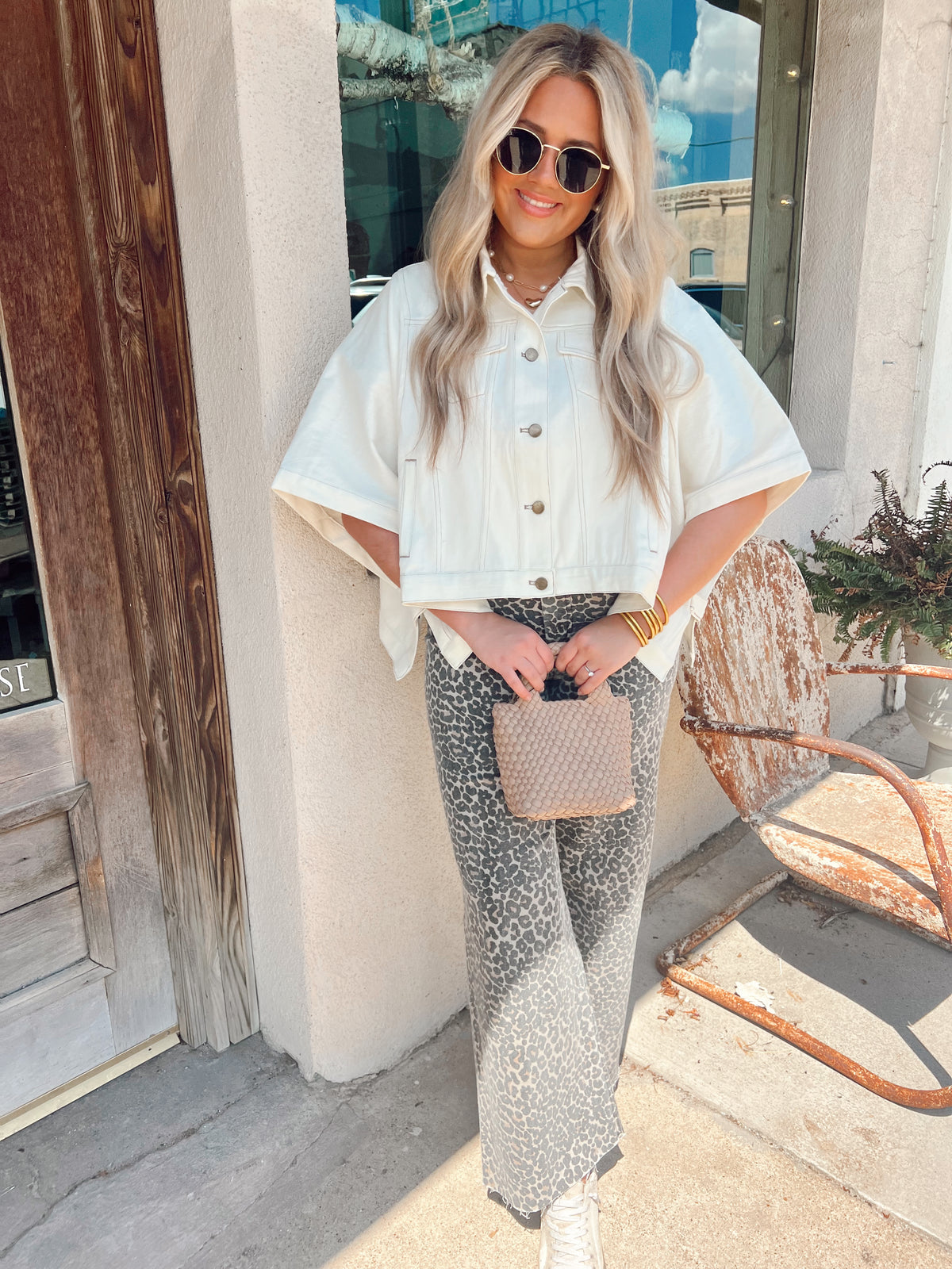 Ecru Denim Cape Jacket