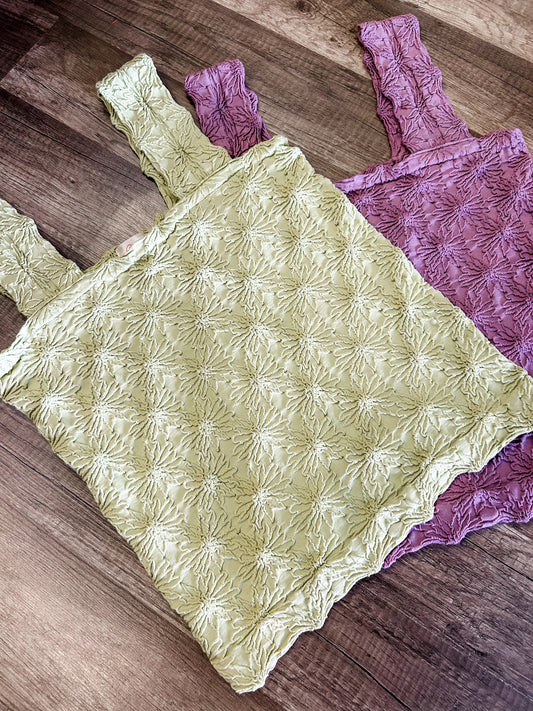 Floral Embossed Tank Sage