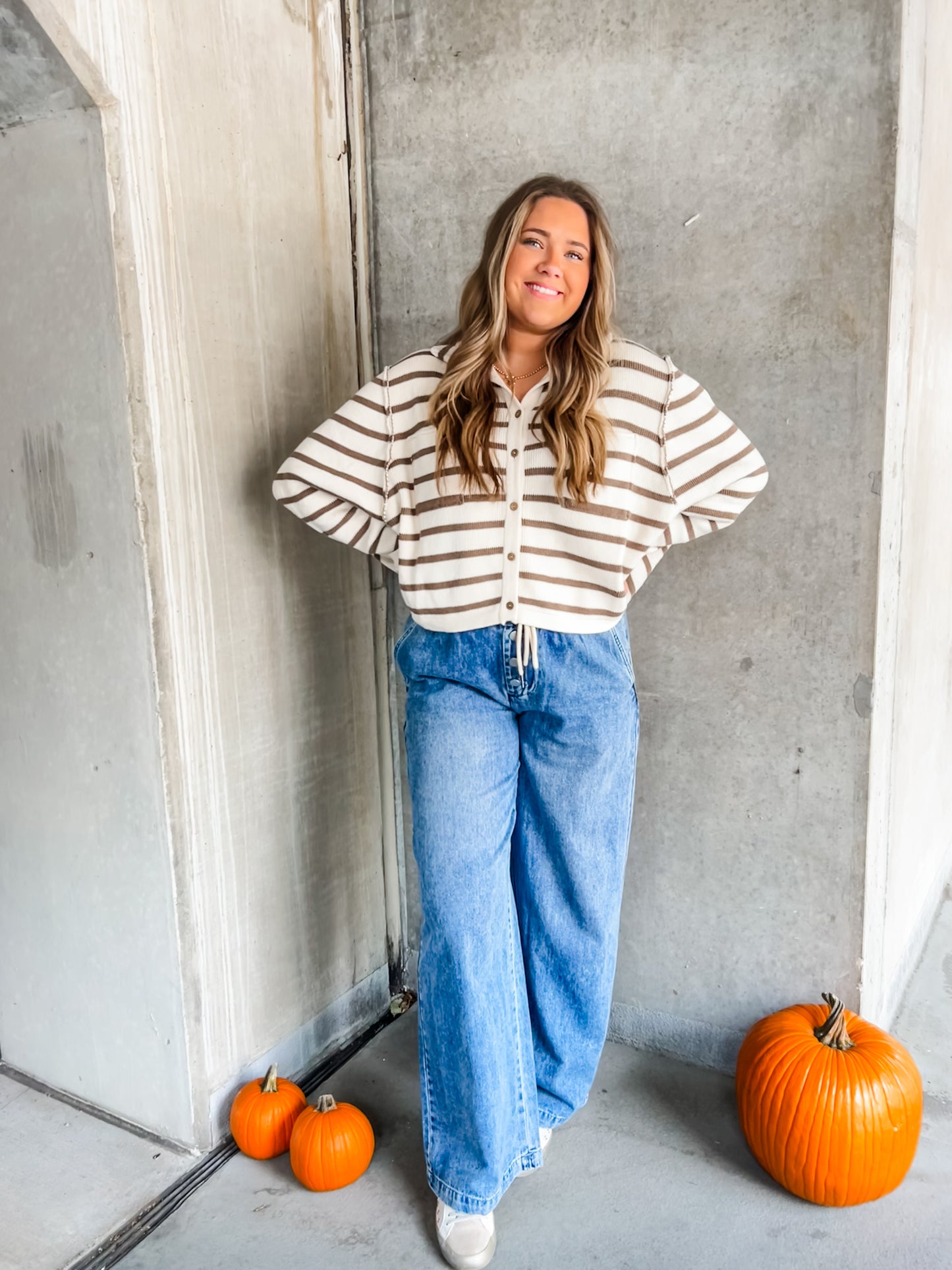 Count Me In Stripe Cardigan Olive