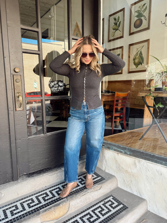 Charlotte Slim Cardi Charcoal