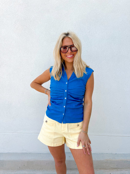 True Blue Ruched Top