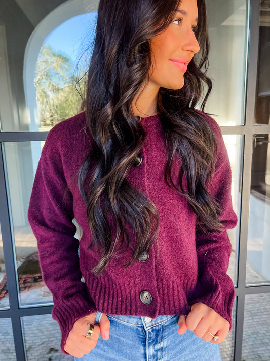 Yours Truly Cardigan- Red Wood