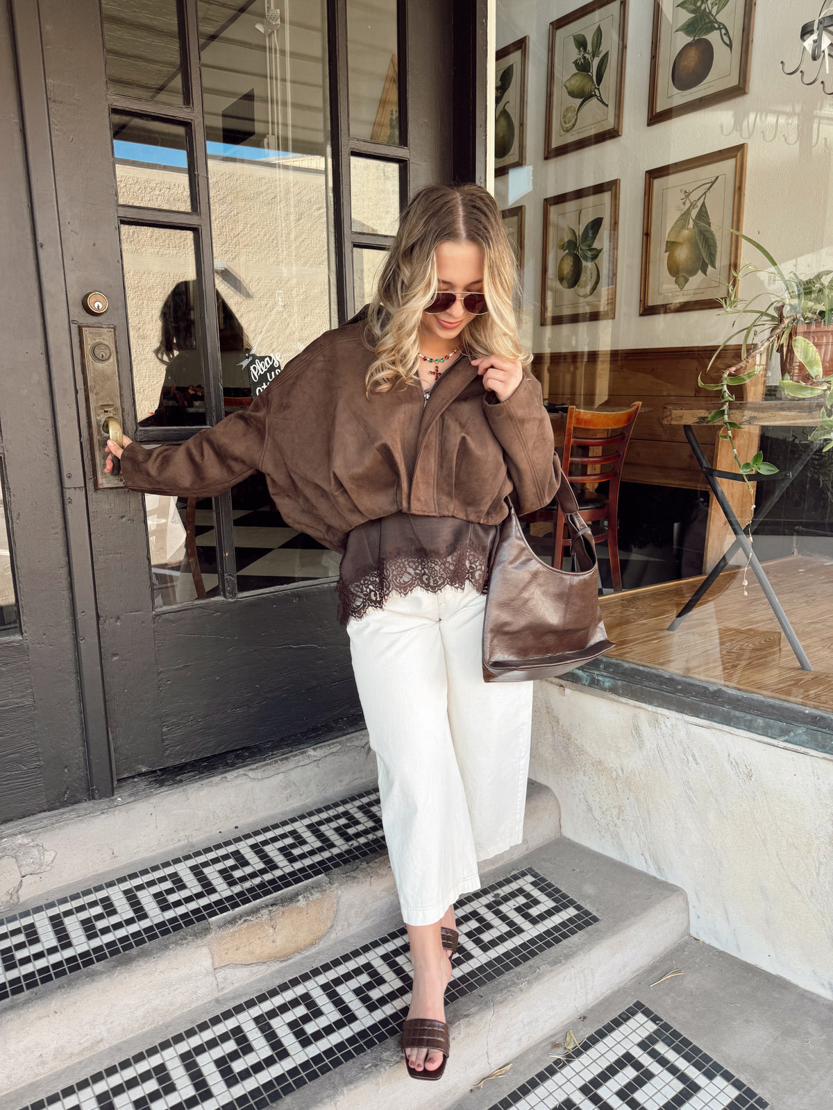 Dark Chocolate Crop Suede Jacket