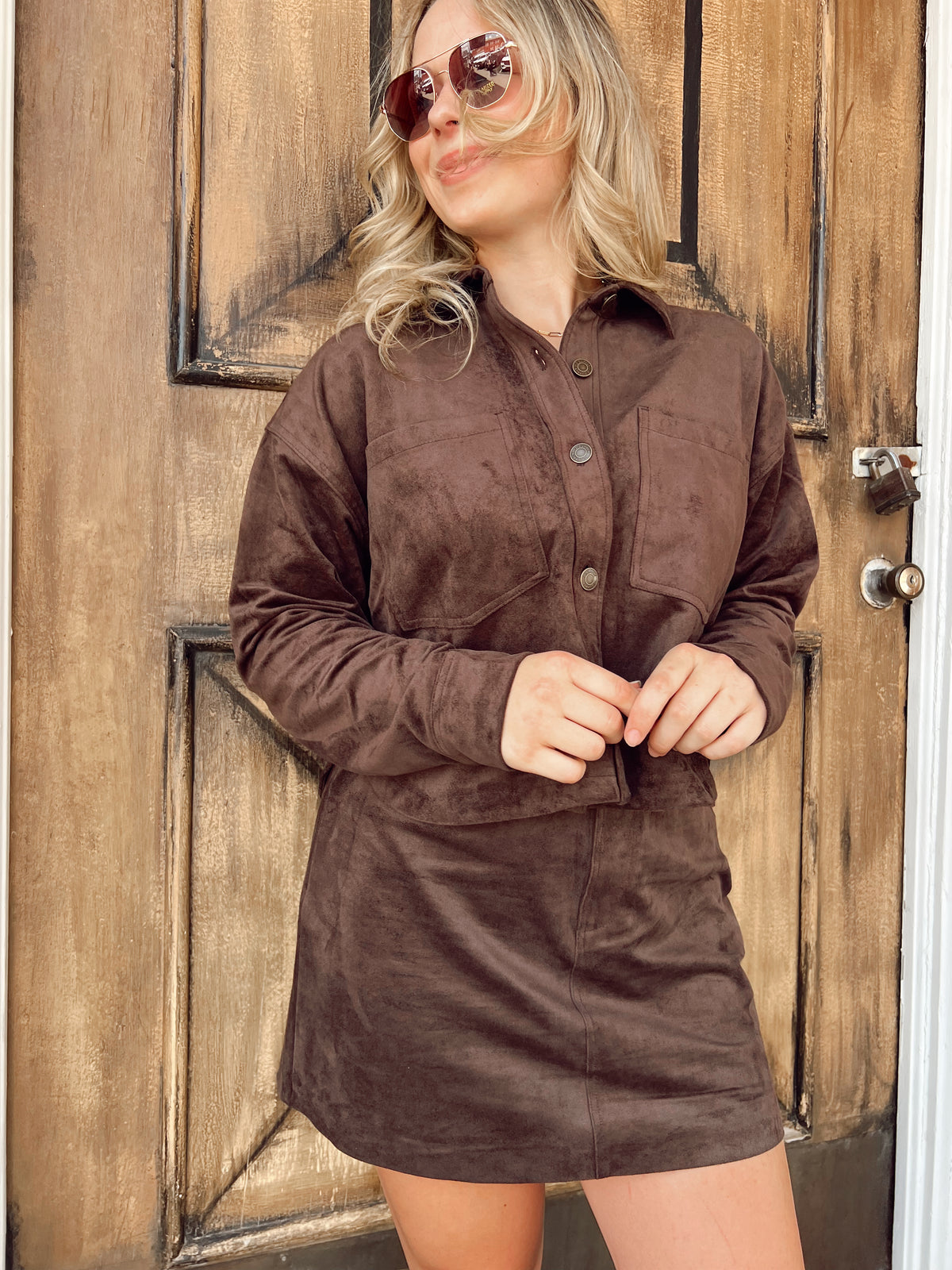 Z Supply All Day Crop Suede Dark Chocolate