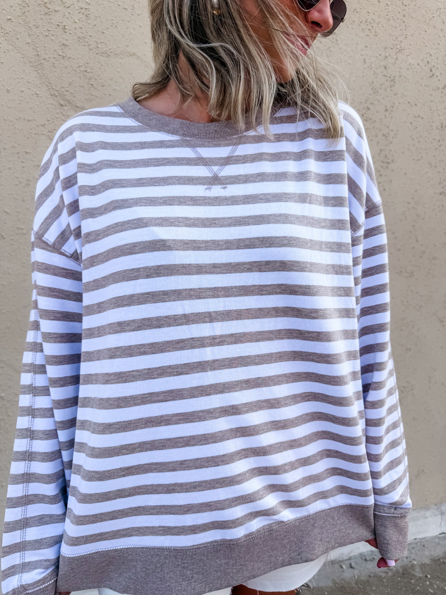 ZSUPPLY Everyday Striped Crew- heather ash