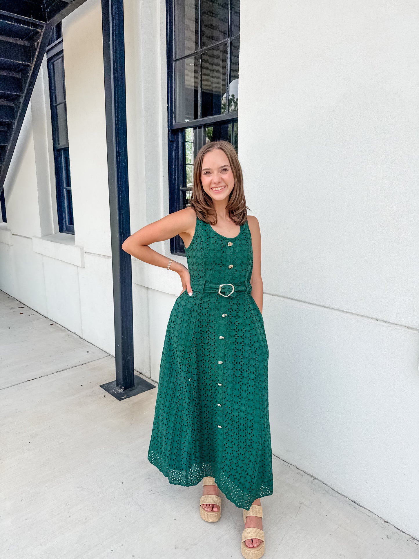 Emerald Sky Eyelet Dress