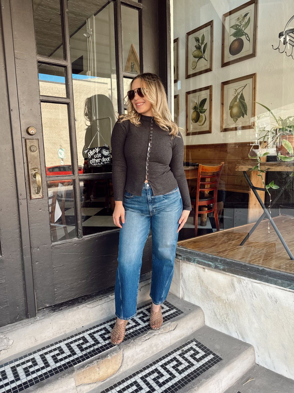 Charlotte Slim Cardi Charcoal