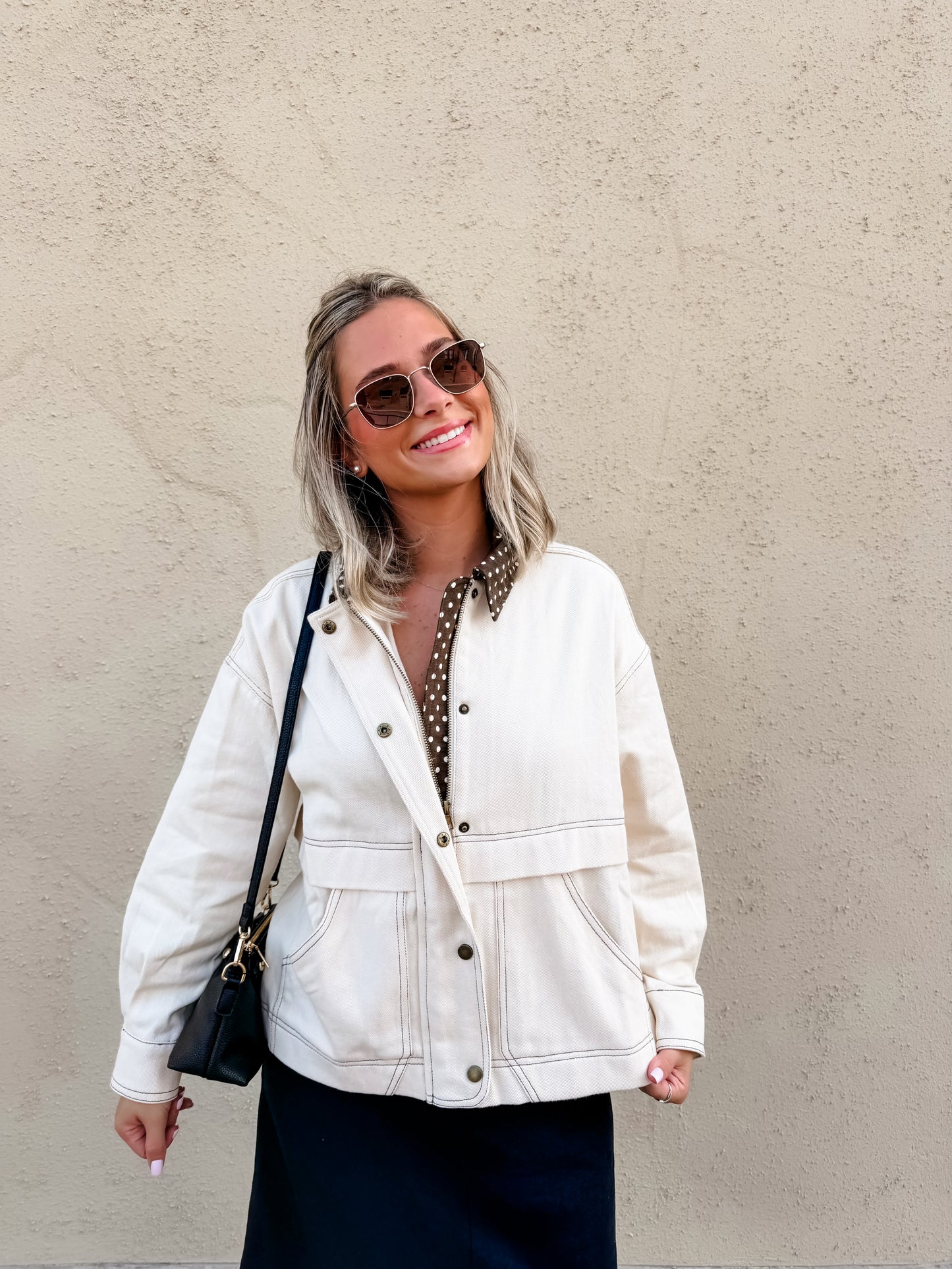 Charming Ecru Denim Jacket