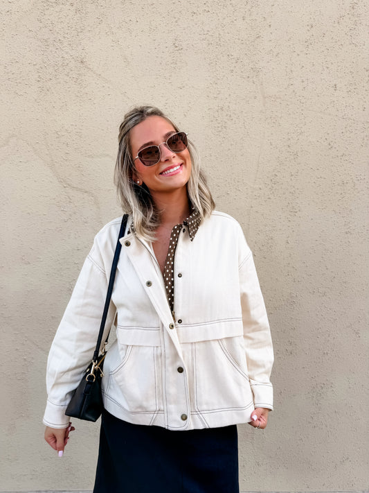 Charming Ecru Denim Jacket