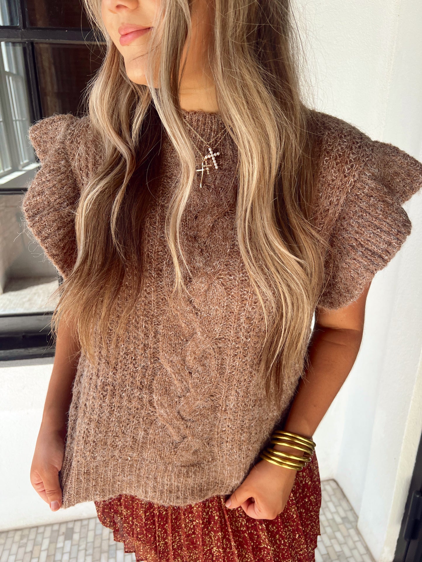 Willow Ruffle Shoulder Sweater