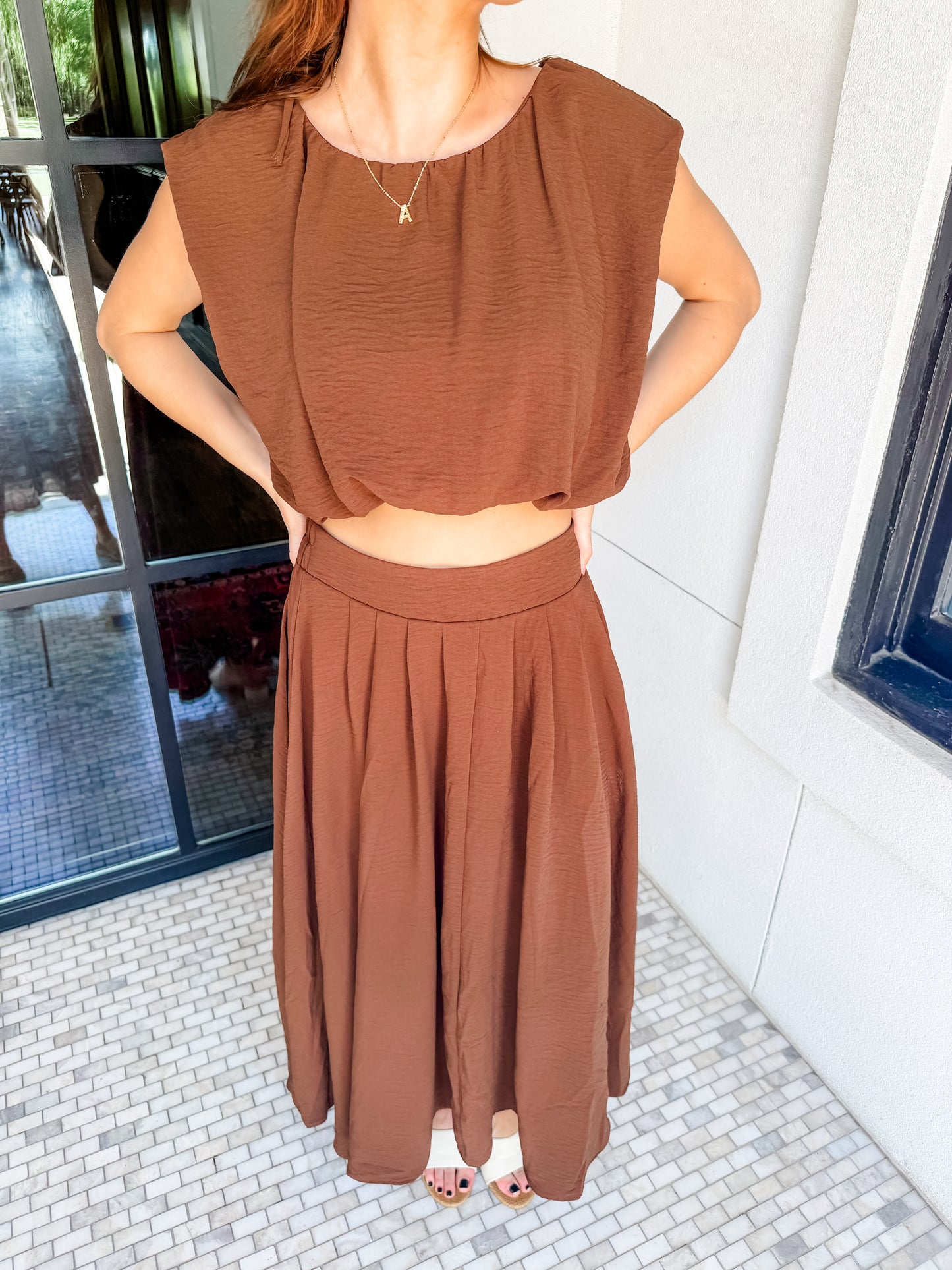 Summer Romance Skirt Set Brown