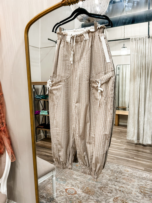 Taupe Smoke Stripe Pants