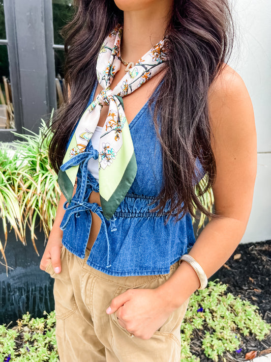 Twisted Denim Tie Vest