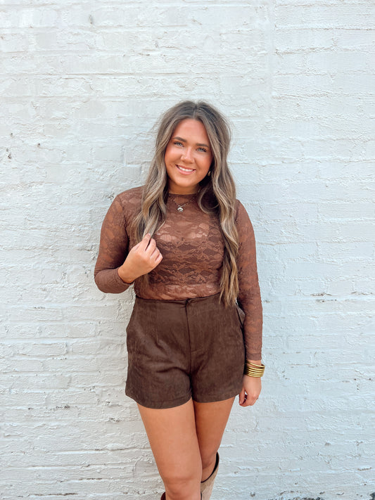 Gather In Lace Brown Top