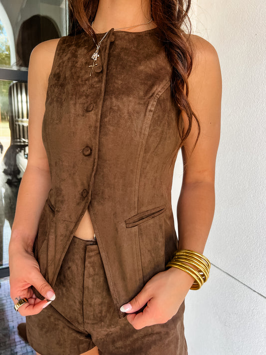 Dark Oak Suede Vest