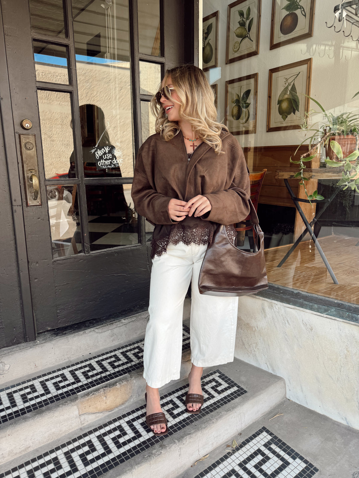 Dark Chocolate Crop Suede Jacket