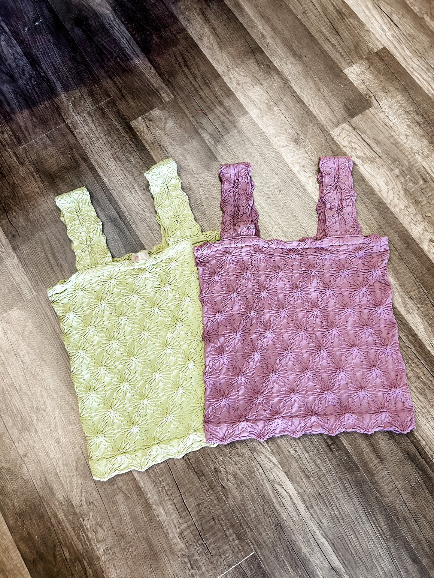 Floral Embossed Tank Sage