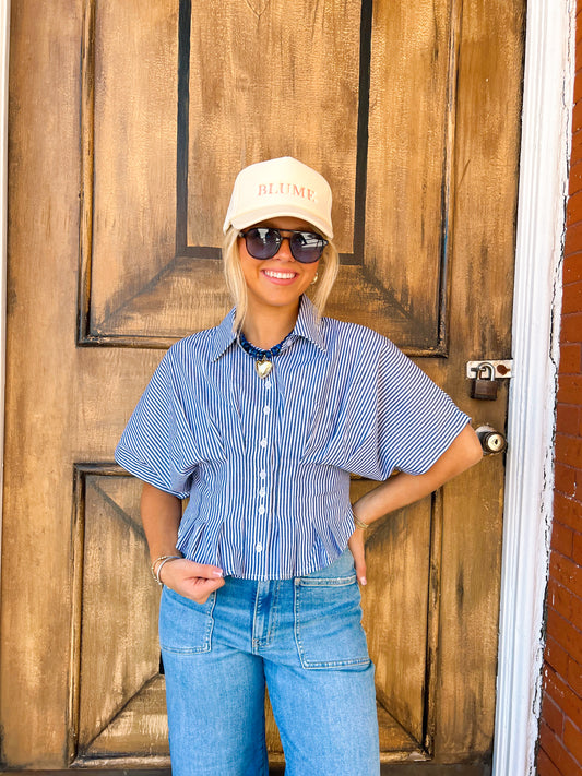 Boardwalk Navy Stripe Top