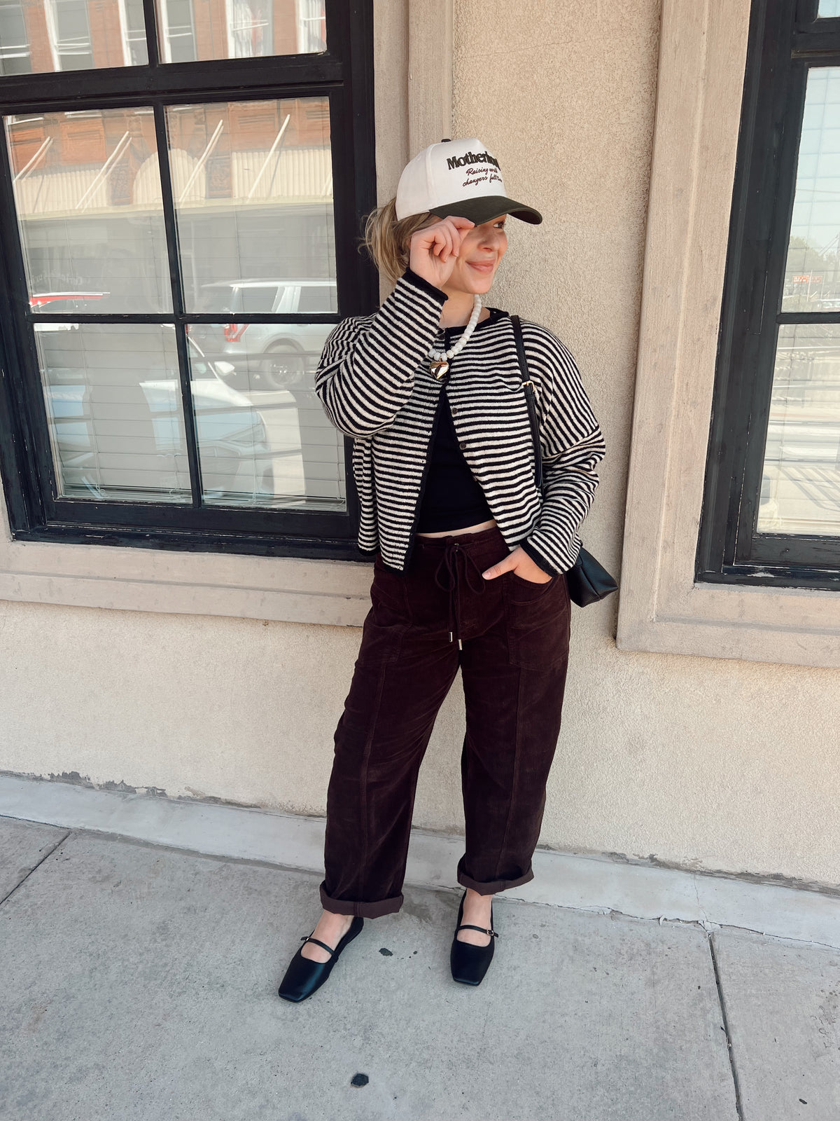 Jess Striped Cardigan Black