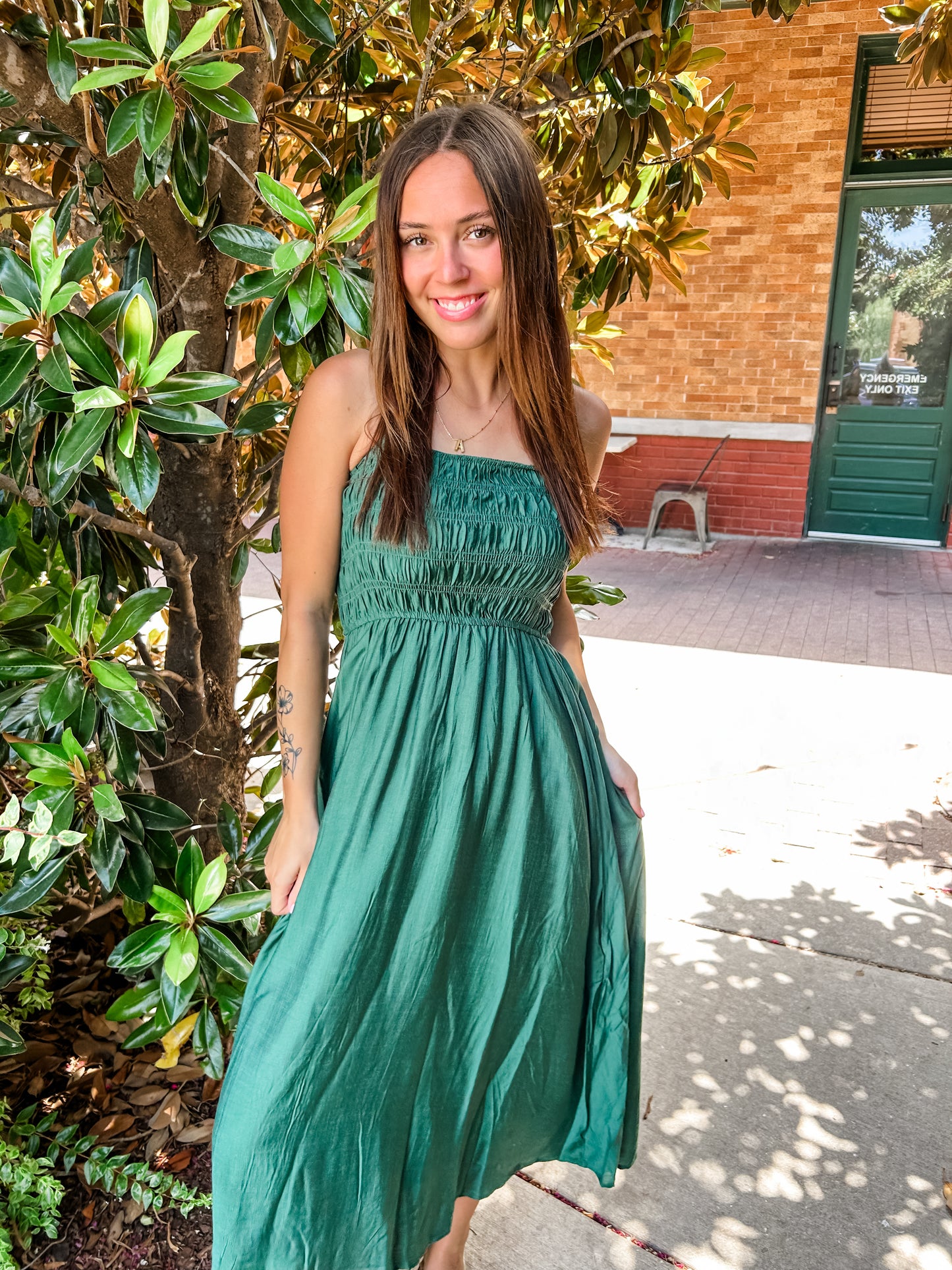 Emerald Bliss Midi Dress
