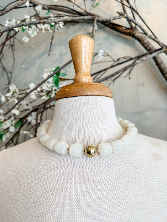 Ivory with Gold Beaded Necklace