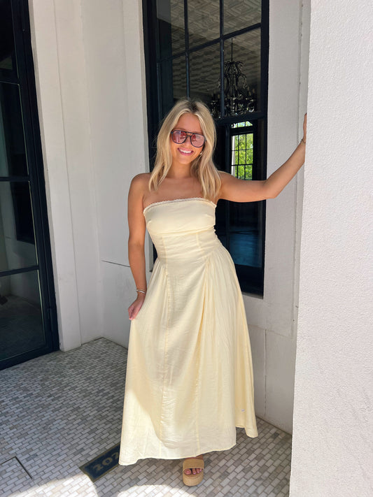 Brynn Strapless Midi Dress Butter