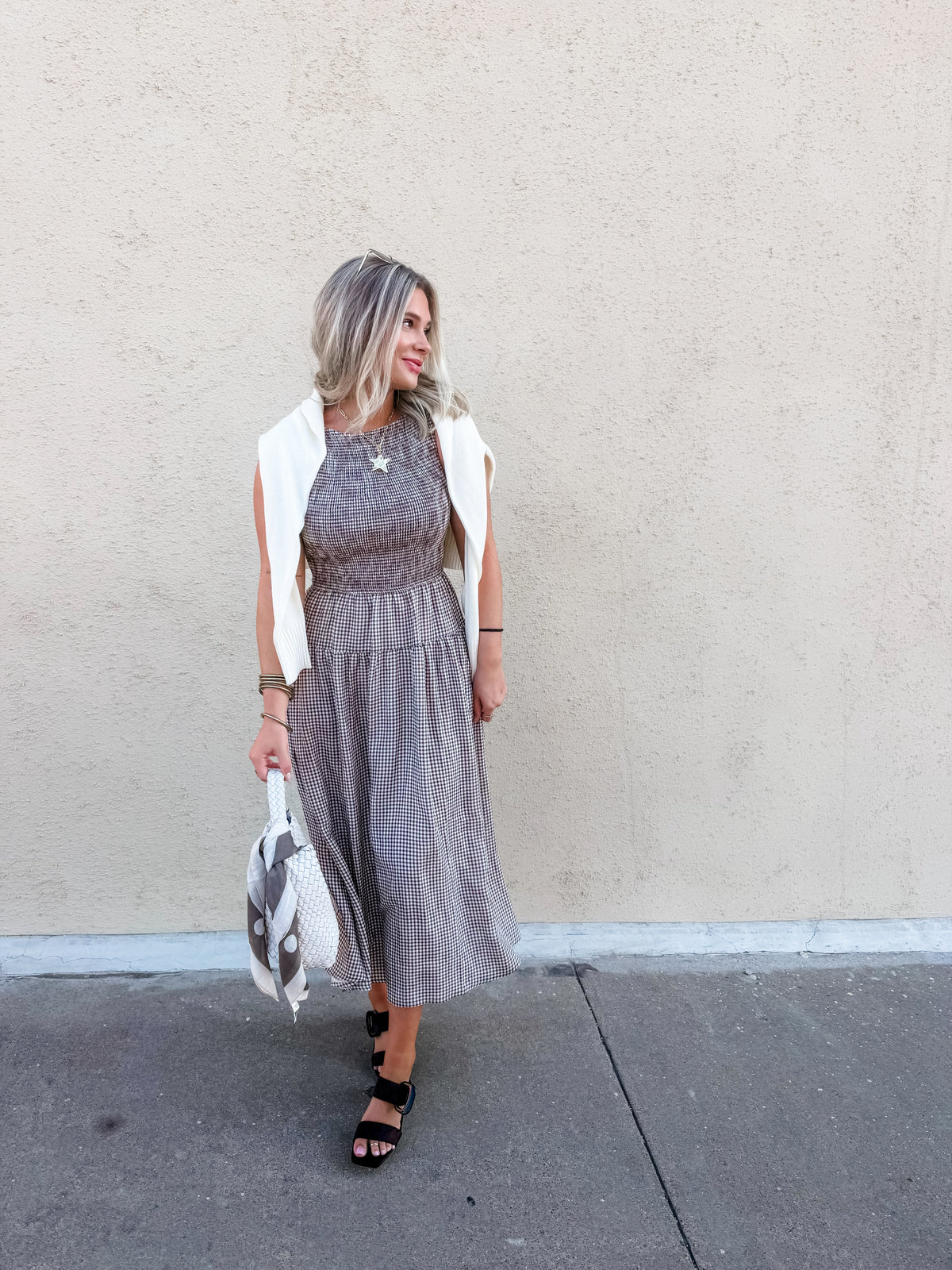 Miley Gingham Midi Dress