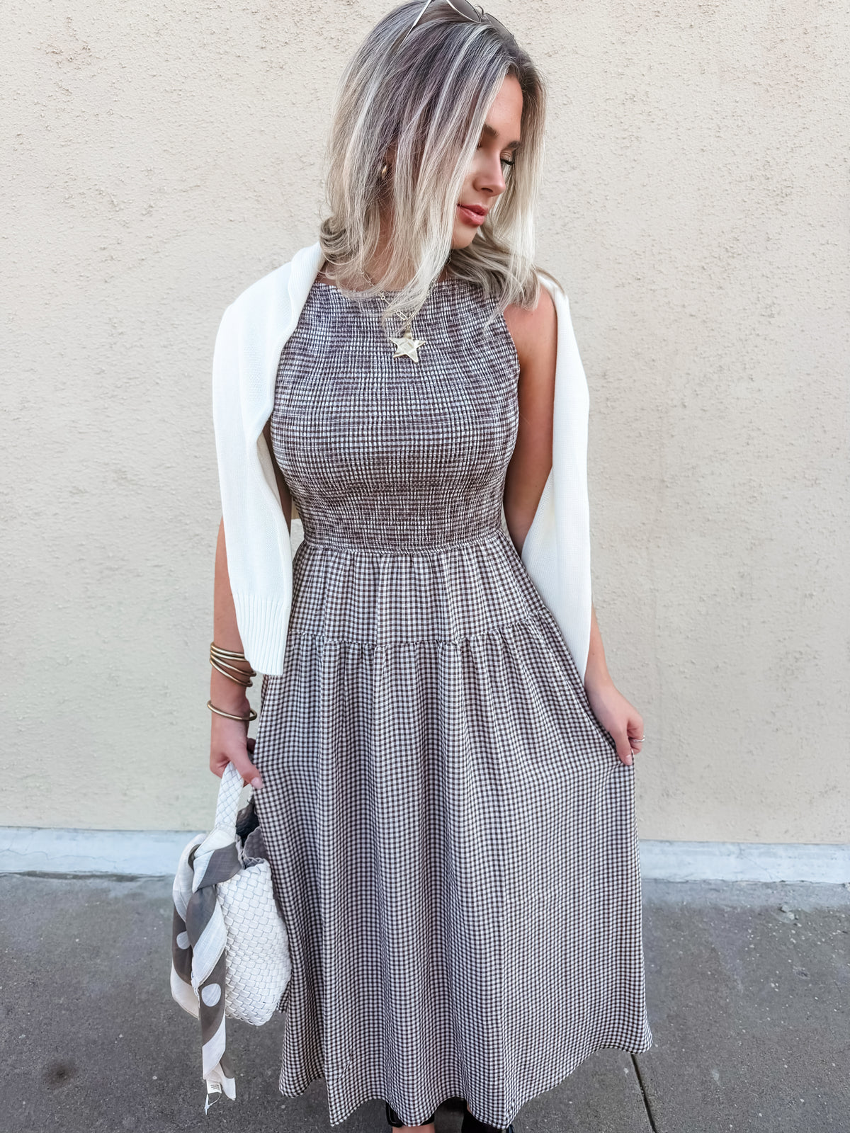 Miley Gingham Midi Dress