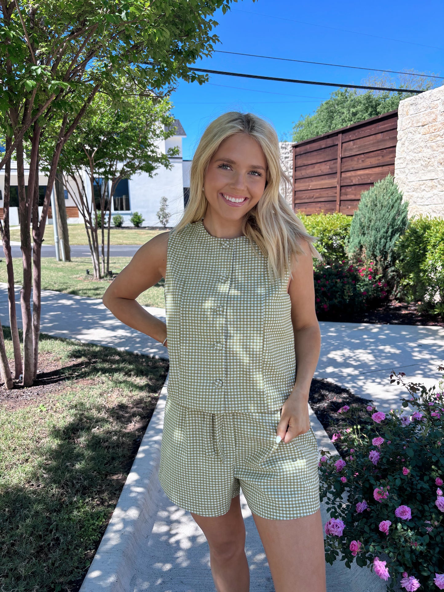 Cottage Gingham Short Set Green