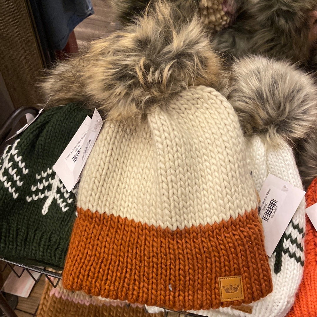 Cream/Rust Beanie