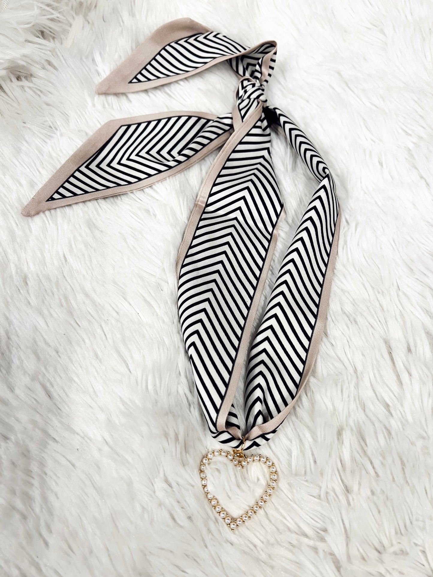 Black Taupe Chevron Scarf Necklace