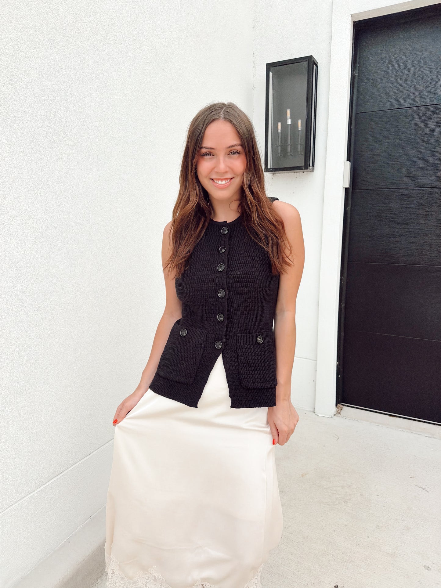 The Julie Knit Black Vest